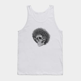 Cute skull with afro hair wearing glasses drawing with scribble art Tank Top